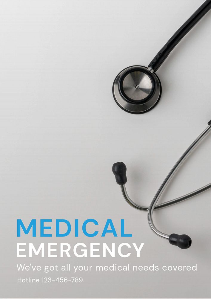 Medical emergency  poster template, editable text and design