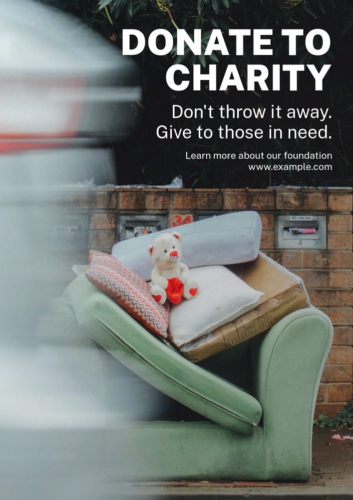 Donate to charity poster template, editable text and design