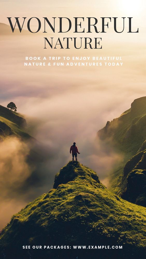 Nature adventure  Instagram story template, editable text