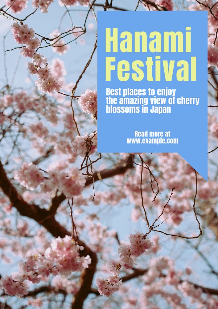 Hanami festival poster template, editable text and design