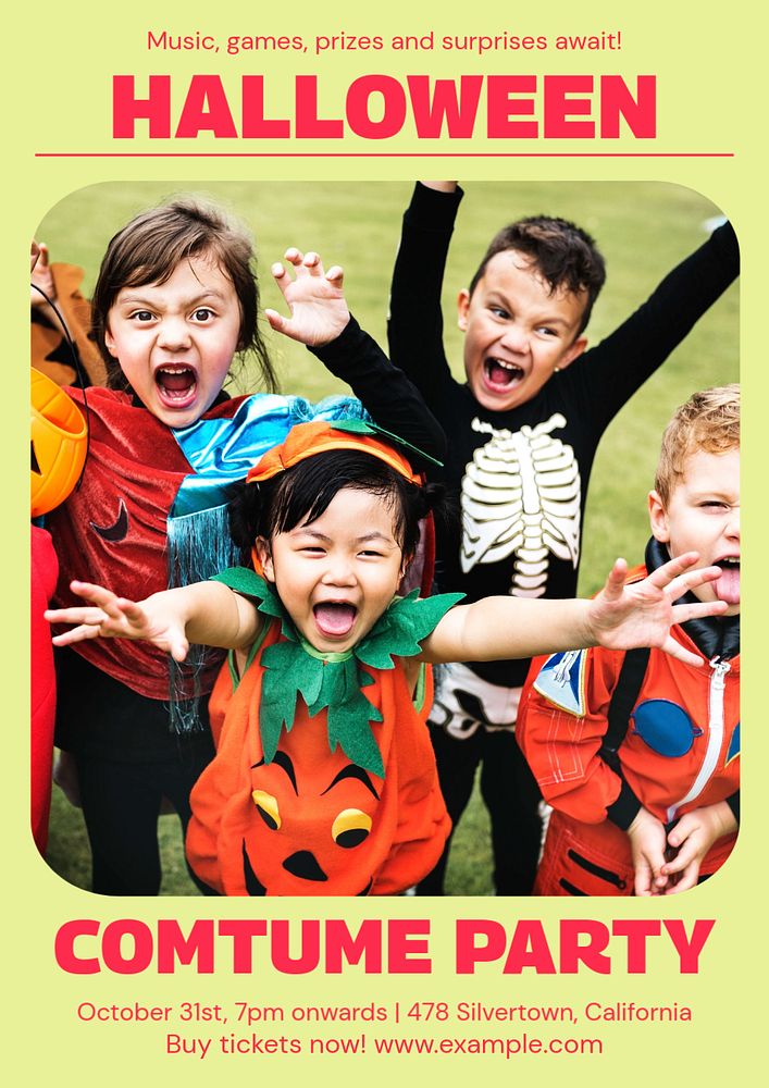 Halloween costume party  poster template, editable text and design