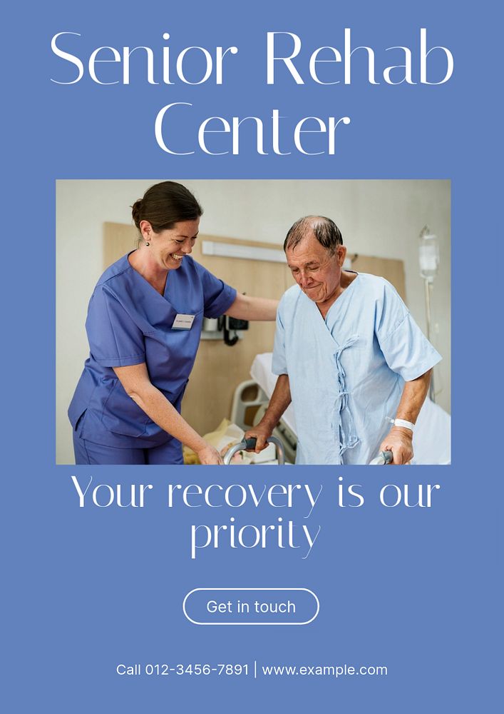 Senior rehab center  poster template, editable text and design