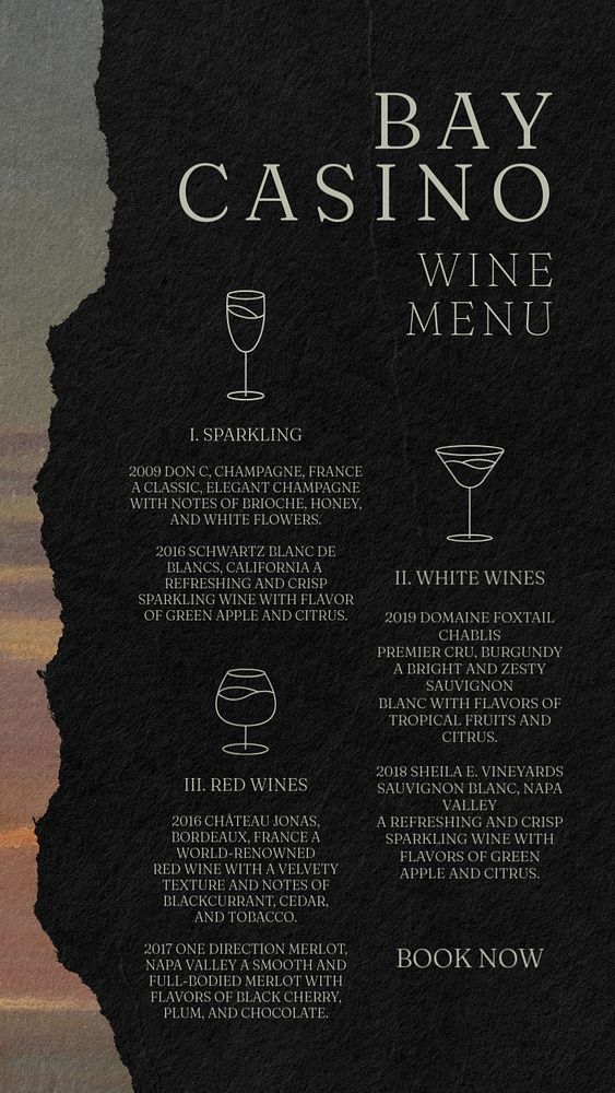 Wine menu Instagram story template, editable text