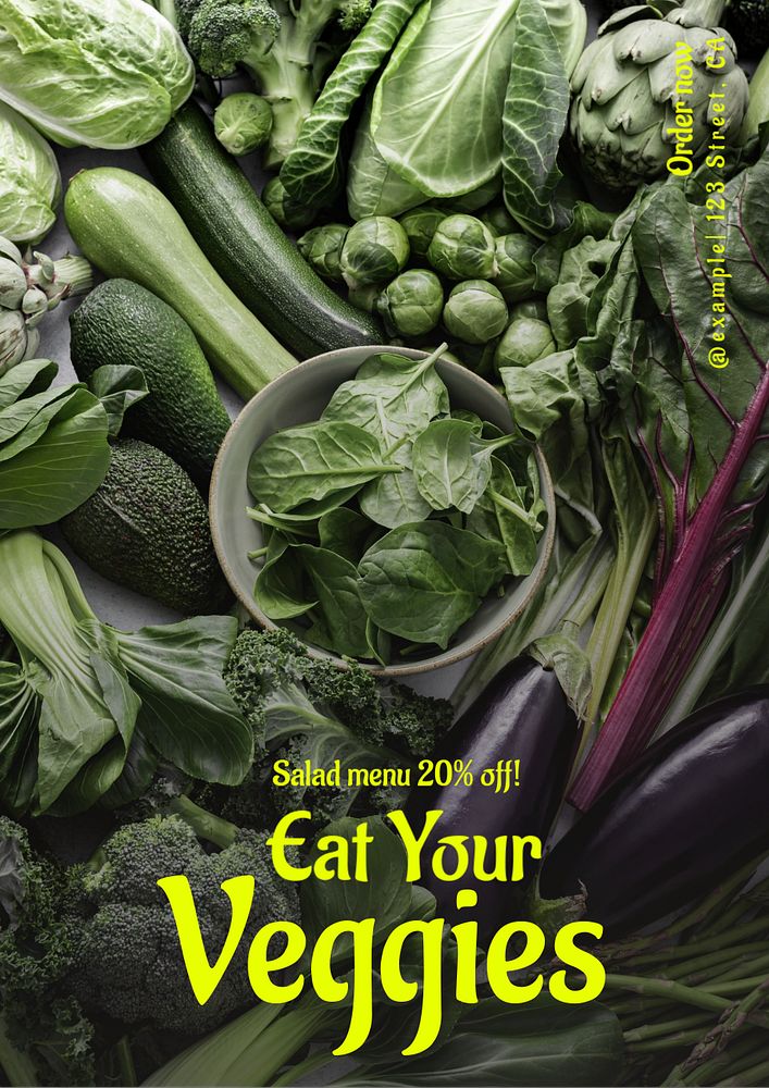 Eat your veggies poster template, editable text and design