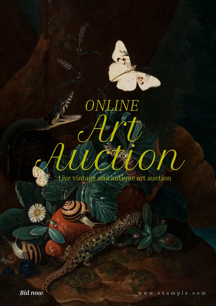 Online art auction poster template, editable text and design