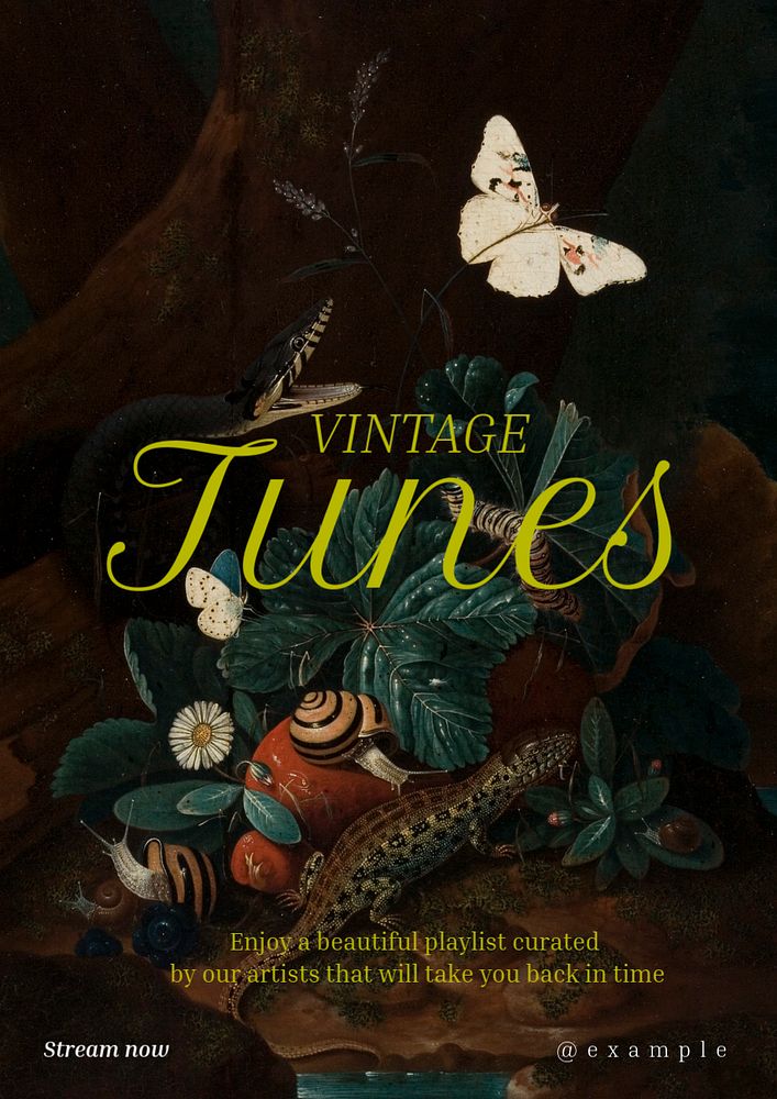 Vintage tune poster template, editable text and design