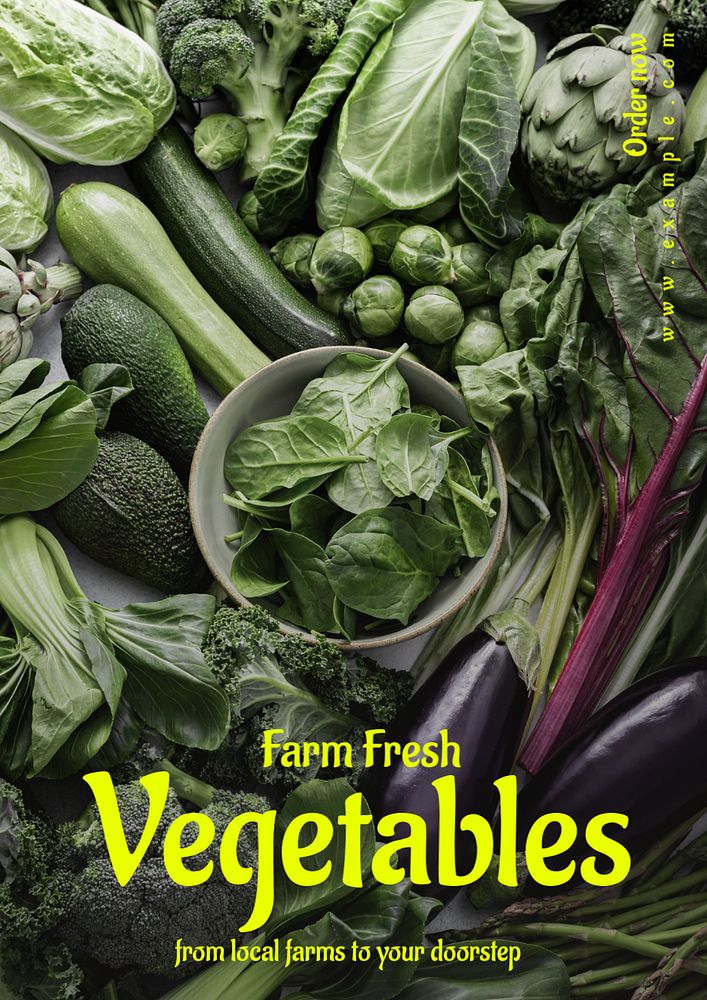 Farm fresh vegetables poster template, editable text and design