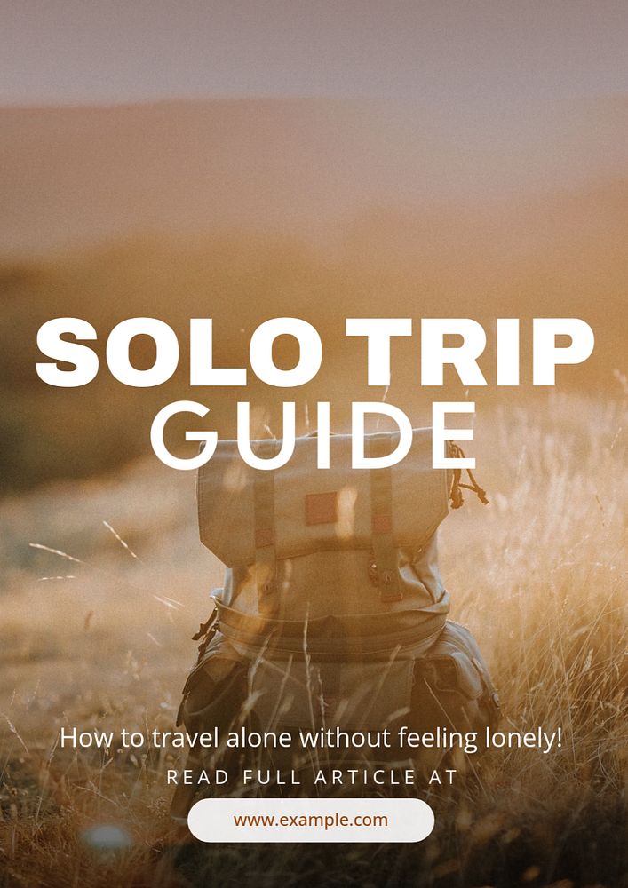 Solo trip  poster template, editable text and design