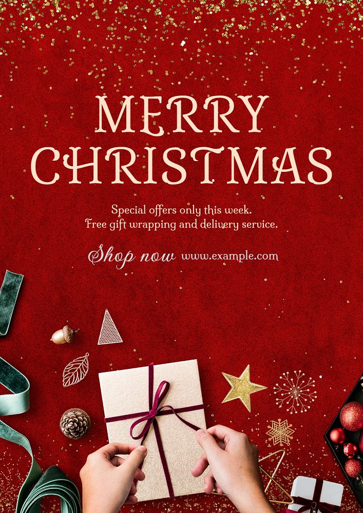 Christmas sale poster template, editable text and design