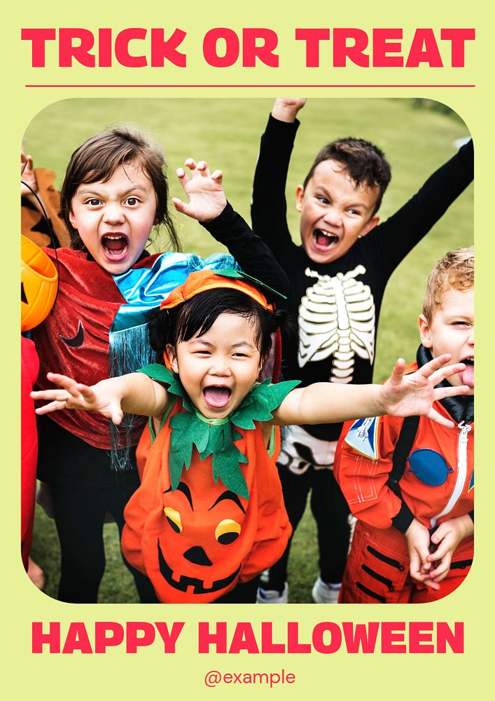 Trick or treat  poster template, editable text and design