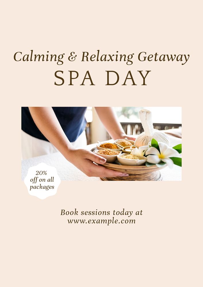 Spa day  poster template, editable text and design