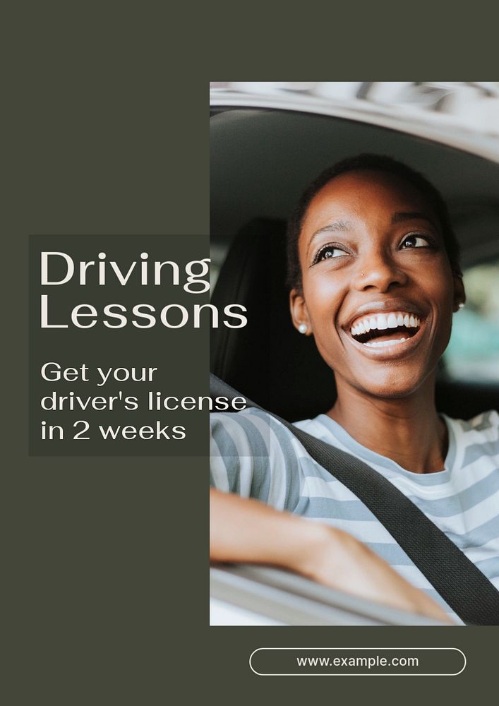 Driving lessons  poster template, editable text and design