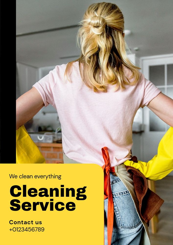 Cleaning service  poster template, editable text and design