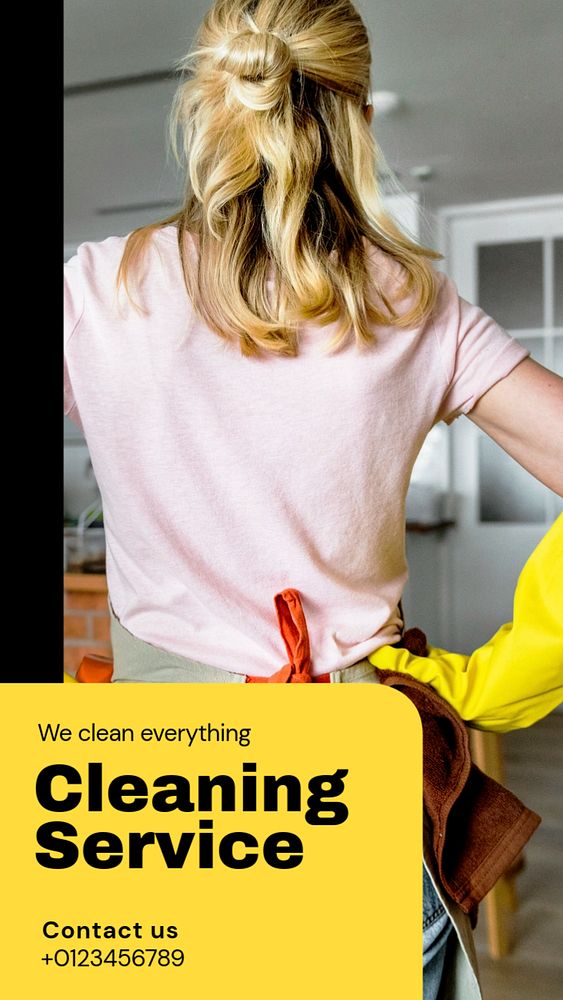 Cleaning service  Instagram story template, editable text