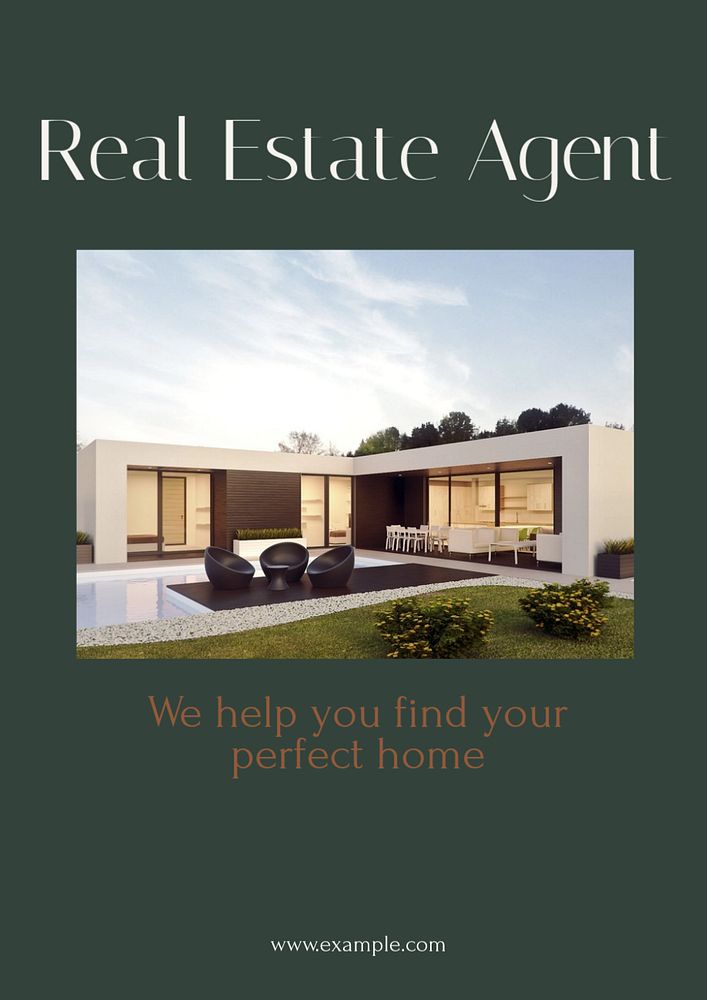 Real estate agent  poster template, editable text and design