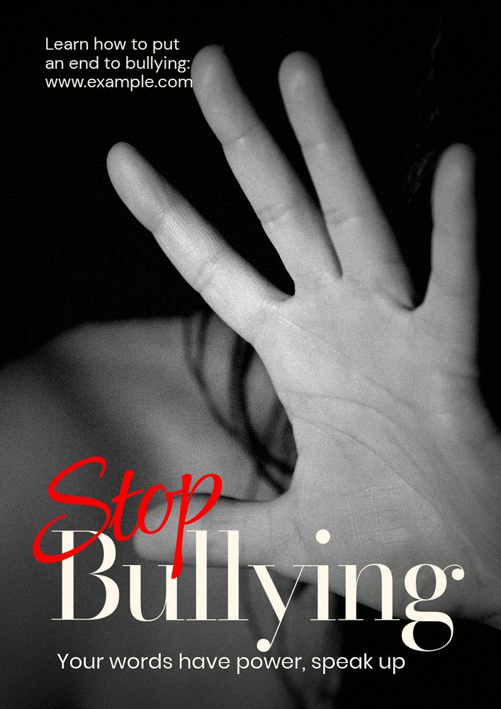 Stop bullying  poster template, editable text and design