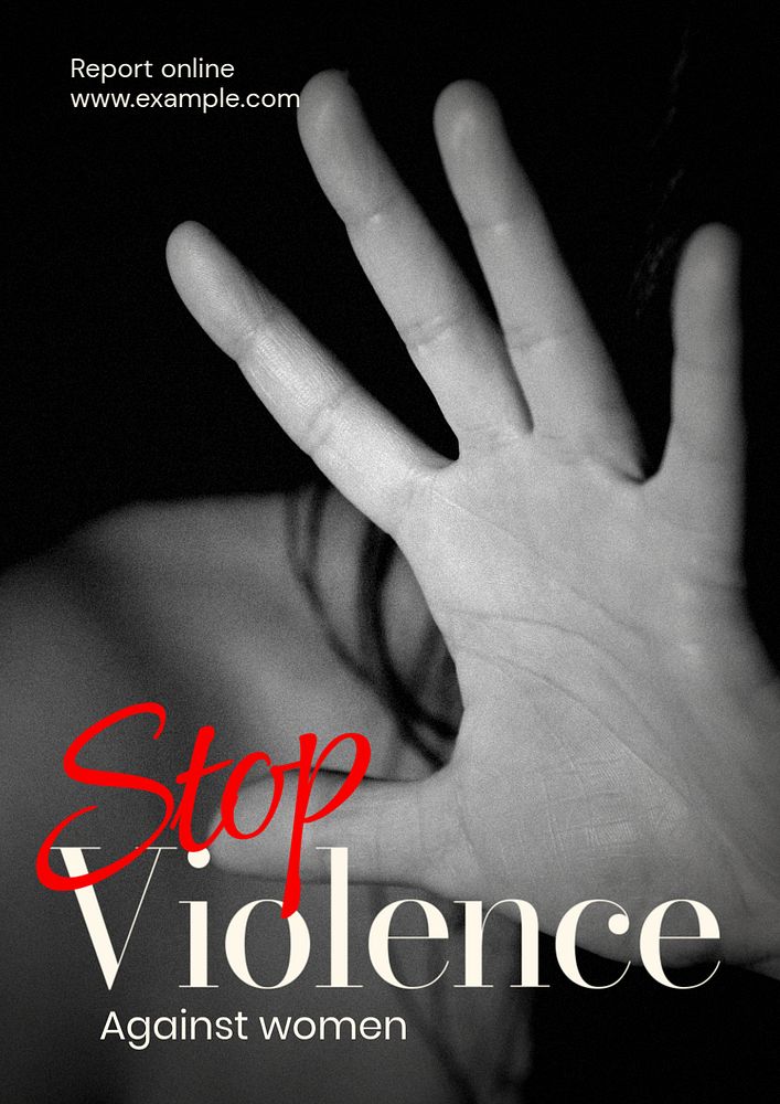 Violence against women  poster template, editable text and design