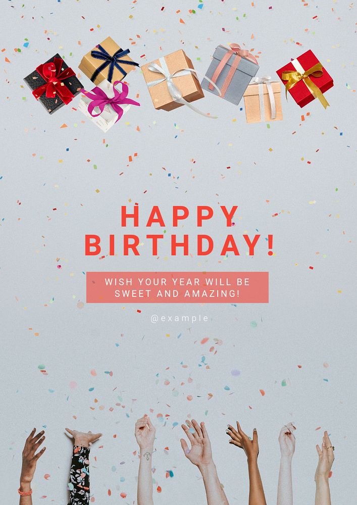 Happy Birthday poster template, editable text and design