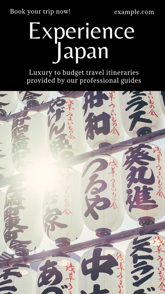 Japan travel ad  Instagram story template, editable text