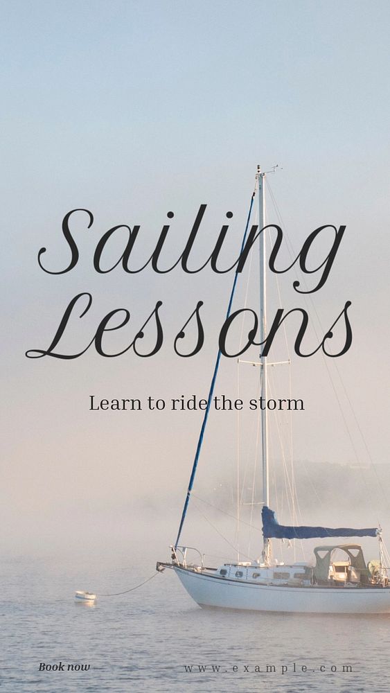 Sailing lessons Instagram story template, editable text