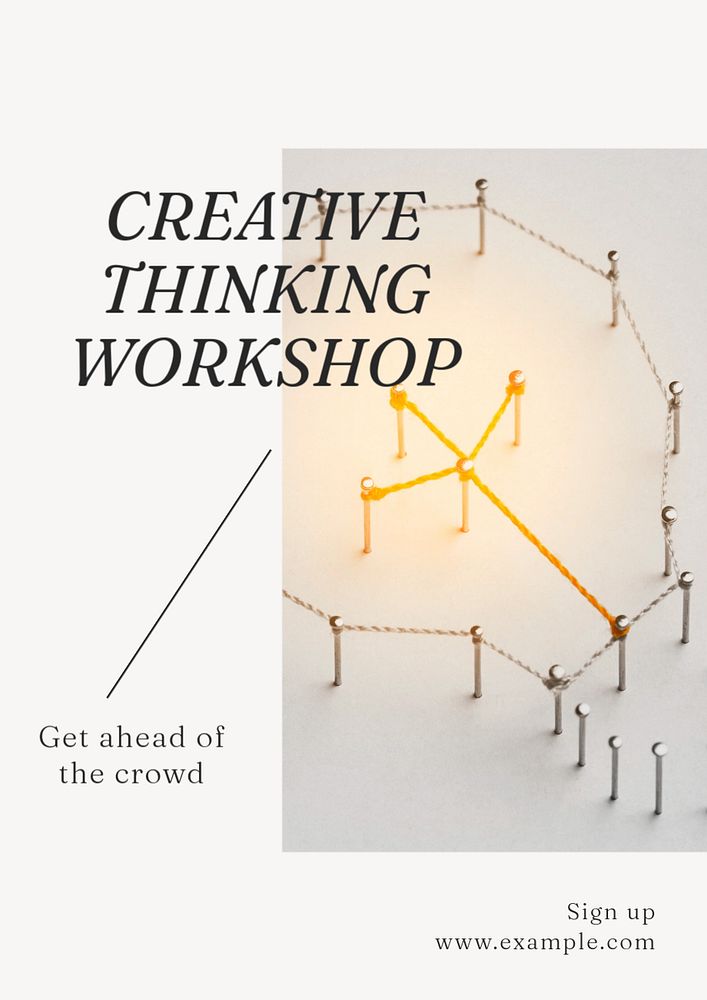 creative thinking workshop  poster template, editable text and design