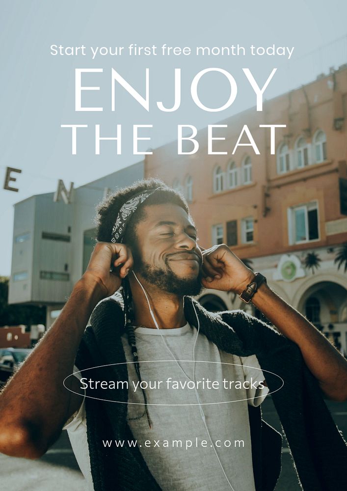 Enjoy the beat  poster template, editable text and design