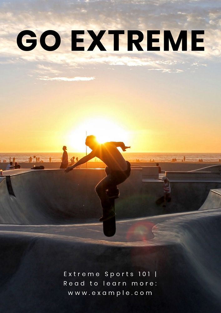 Extreme sports  poster template, editable text and design