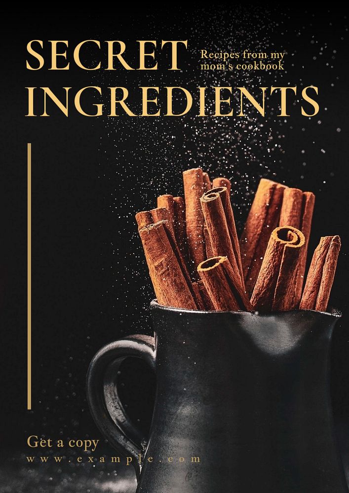 Secret ingredients cookbook poster template, editable text and design