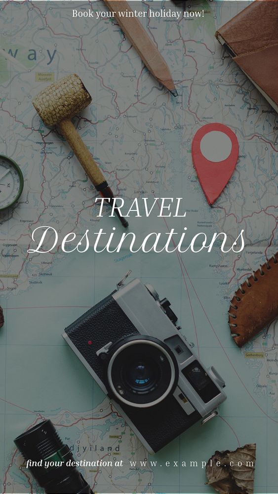 Travel destinations  Instagram story template, editable text