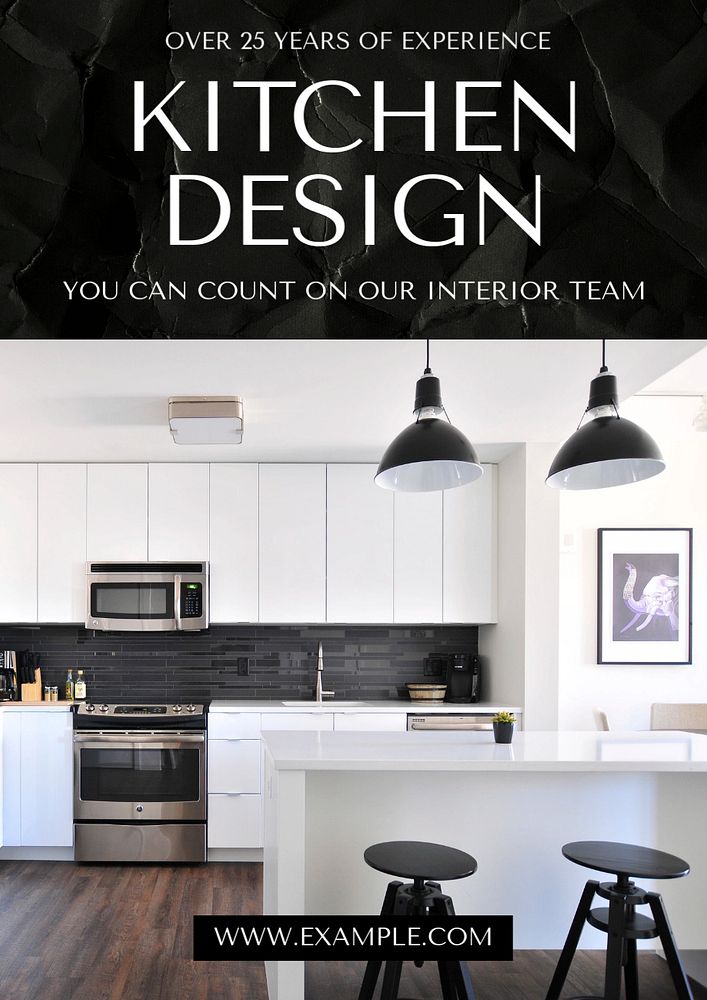 Kitchen design  poster template, editable text and design