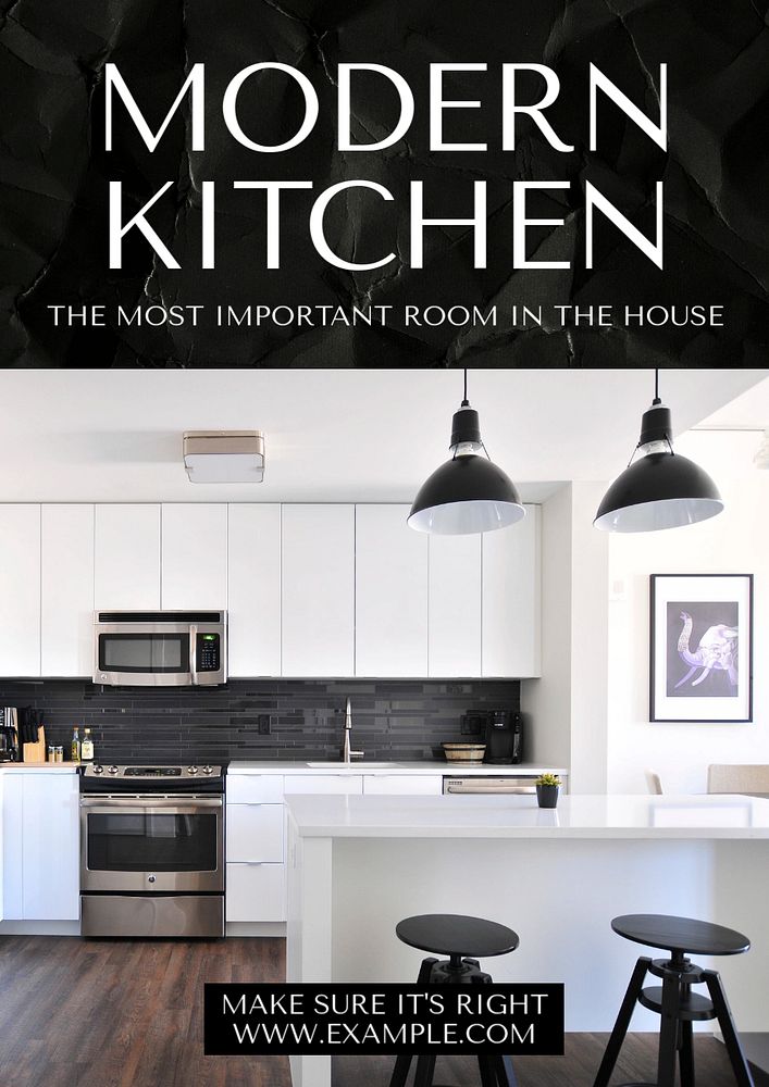 Kitchen design  poster template, editable text and design