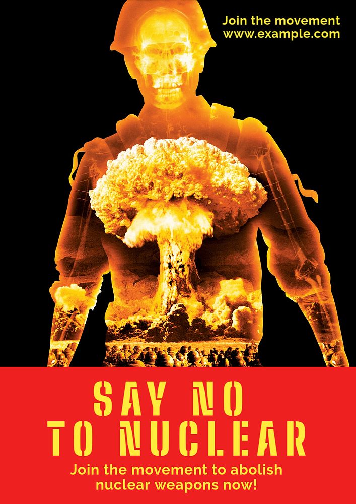 Nuclear weapons  poster template, editable text and design