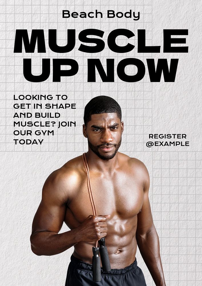 Muscle up poster template, editable text and design