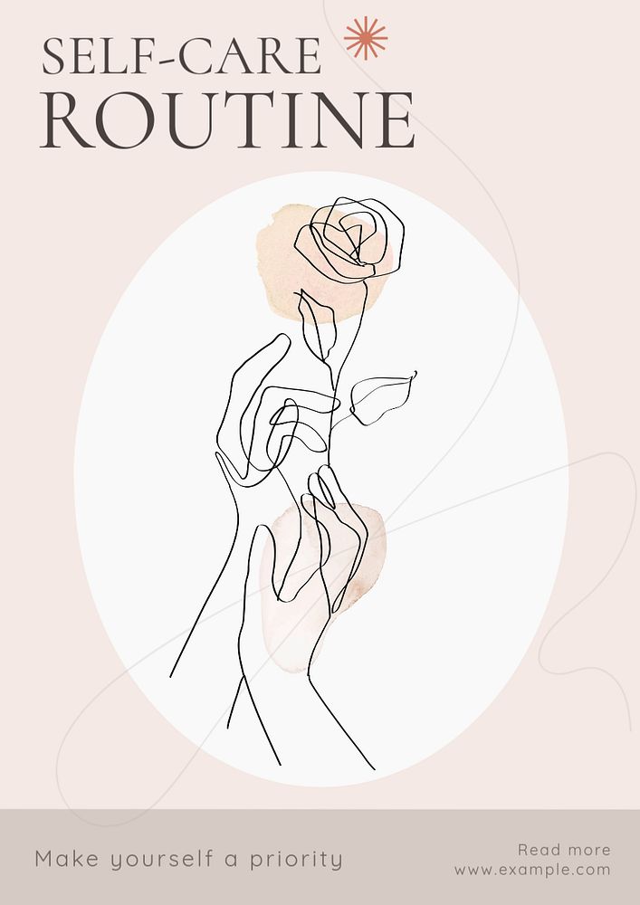 Self-care routine  poster template, editable text and design