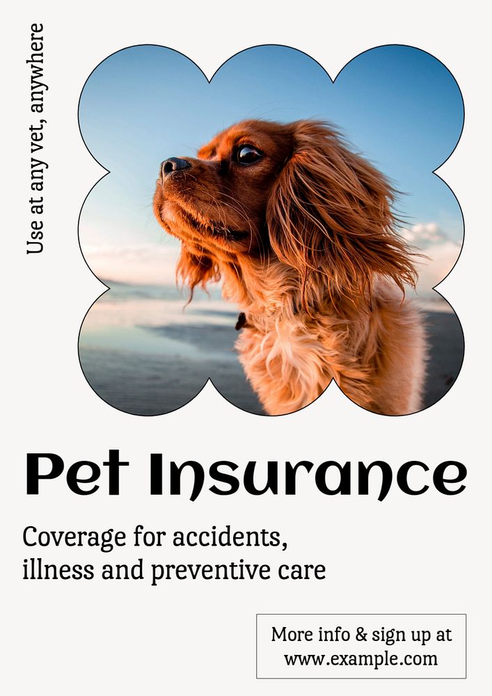 Pet insurance  poster template, editable text and design