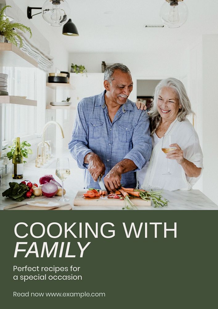 Family cooking recipes poster template, editable text and design