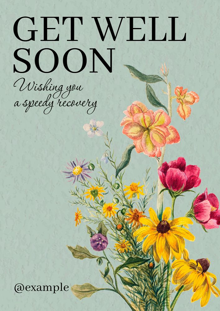 Get well soon  poster template, editable text and design