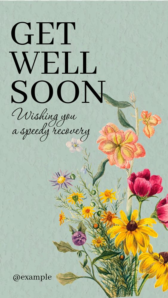 Get well soon  Instagram story template, editable text