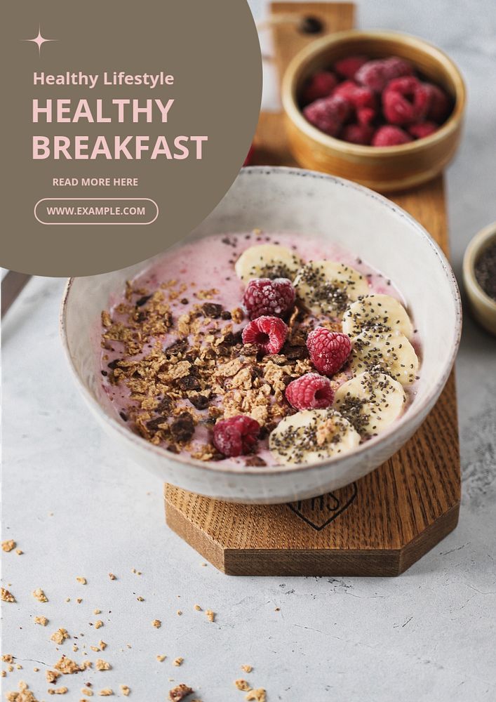 Healthy breakfast  poster template, editable text and design