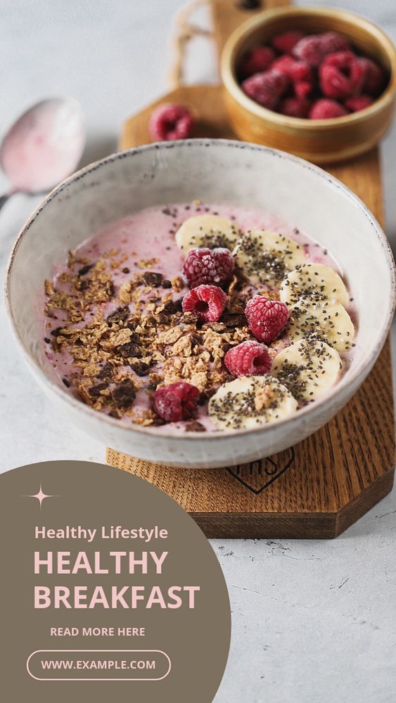 Healthy breakfast  Instagram story template, editable text