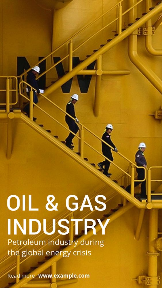 Oil & gas industry  Instagram story template, editable text