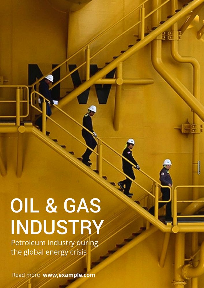 Oil & gas industry  poster template, editable text and design