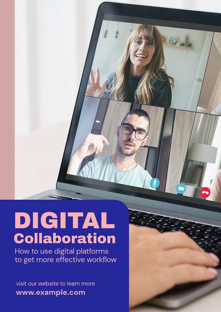 Digital collaboration  poster template, editable text and design