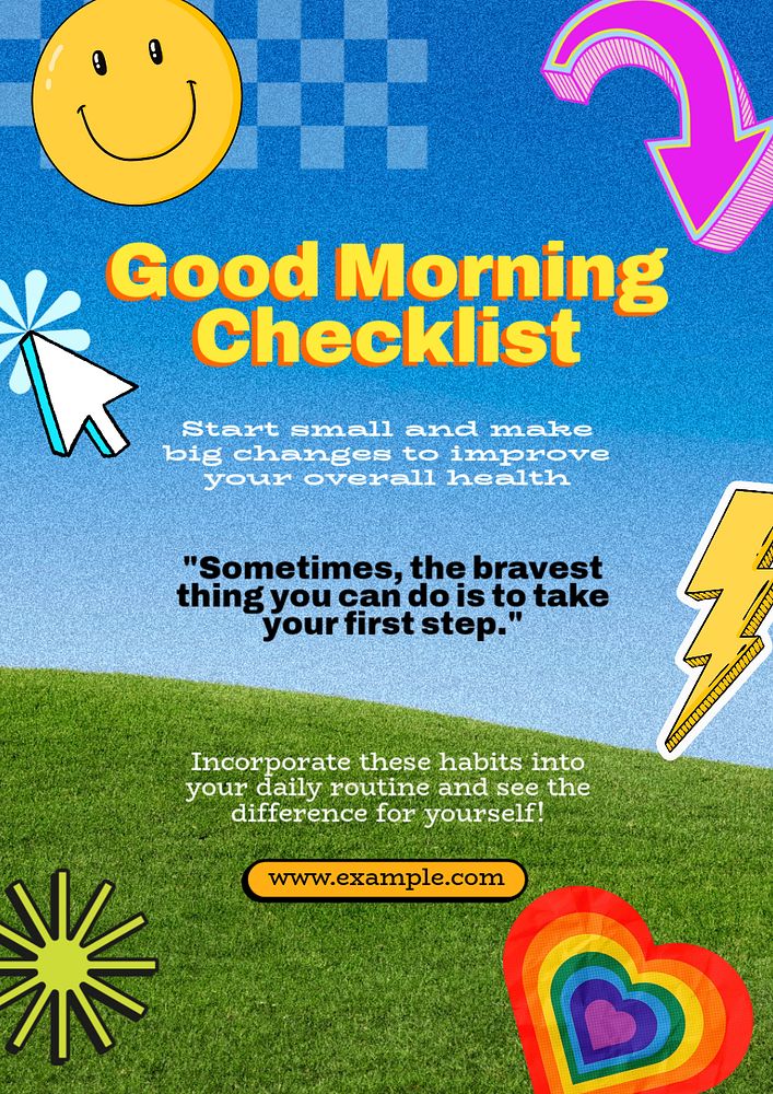 Morning checklist poster template, editable text and design