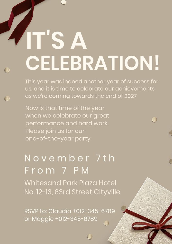 Celebration party poster template, editable text and design