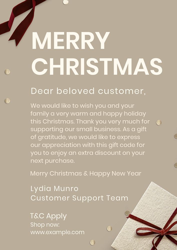 Merry Christmas poster template, editable text and design