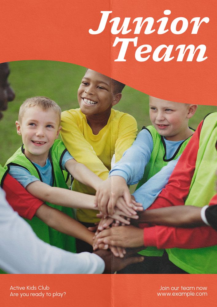 Junior team  poster template, editable text and design