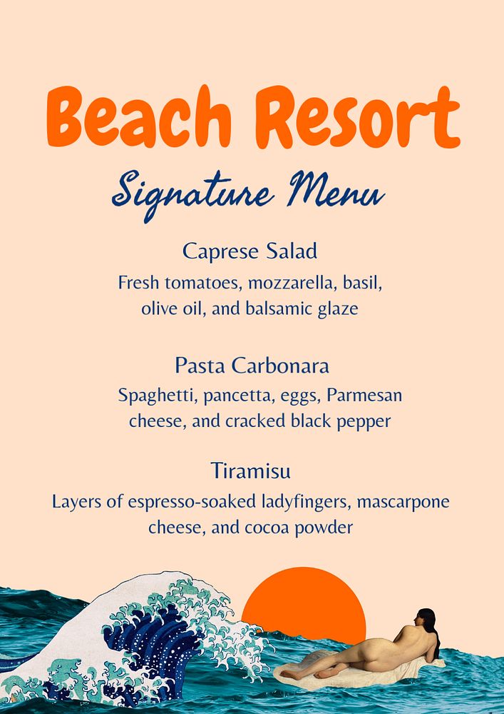 Signature menu poster template, editable text and design