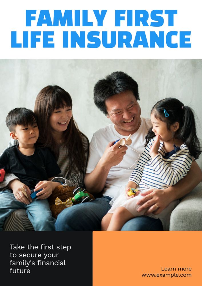 Life insurance  poster template, editable text and design