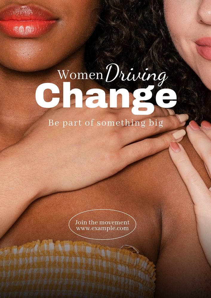 Women driving change  poster template, editable text and design